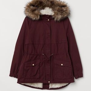 H&M faux shearling-lined parka size 12